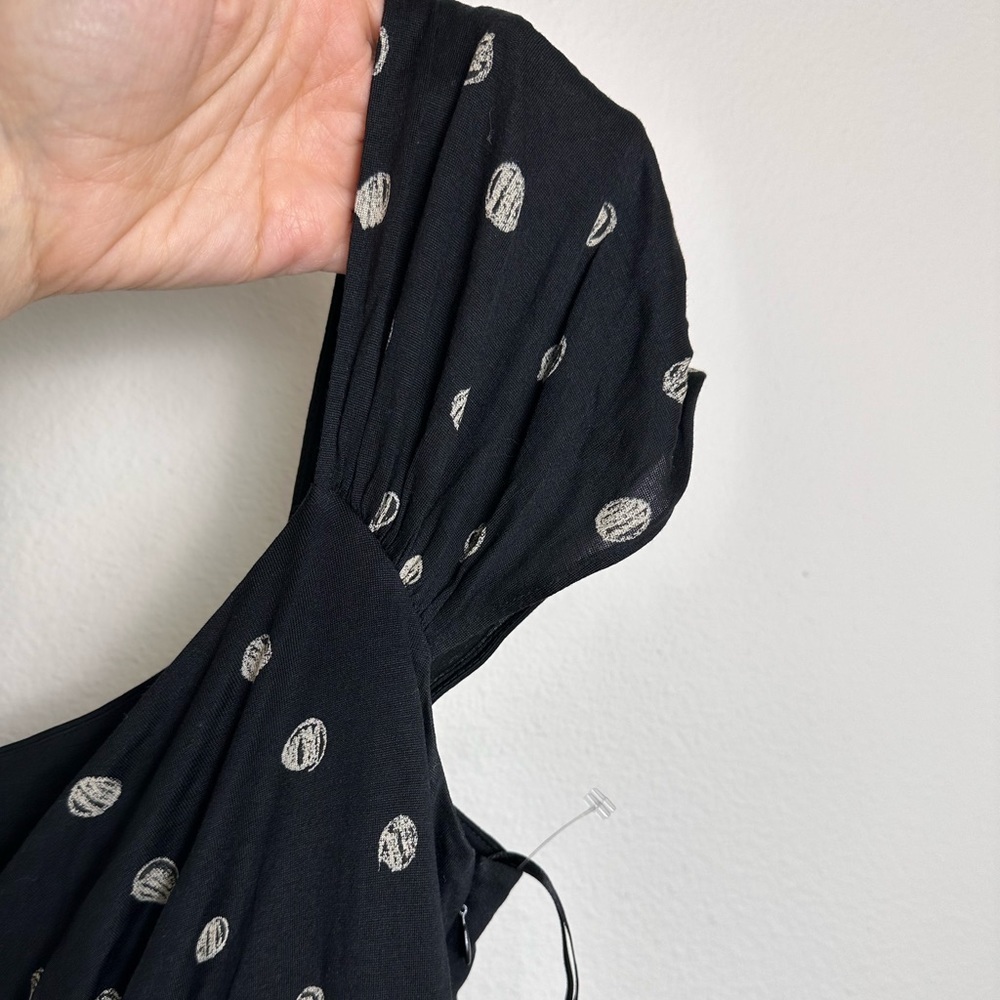 Moschino cheap chic black polka dot silk ruched fit flare v neck Y2K dress L - Picture 4 of 12